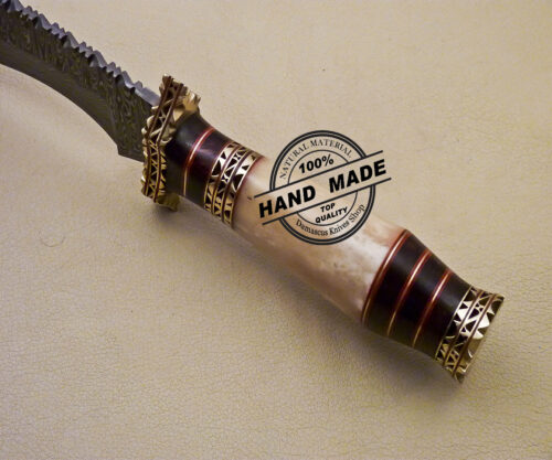 Damascus Kukri Knife Custom Made Hand Forged Damascus Steel Knife 2066 - Image 8