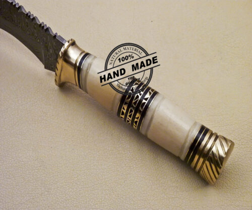 Damascus Kukri Knife Custom Handmade Damascus Steel Knife With Bone Handle 2065 - Image 8