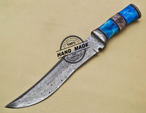 Damascus Bowie Knife Custom Handmade Damascus Steel Hunting Knife - Image 3