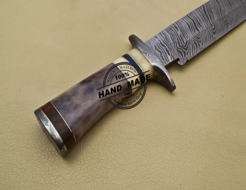 Damascus Bowie Knife Clip Point Blade Custom Handmade Damascus Steel Knife - Image 6