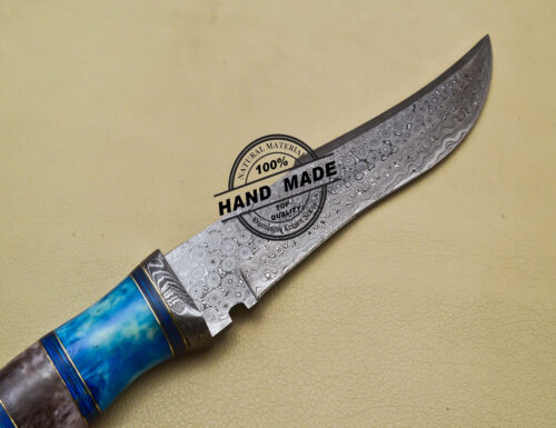 Damascus Bowie Knife Custom Handmade Damascus Steel Hunting Knife - Image 7