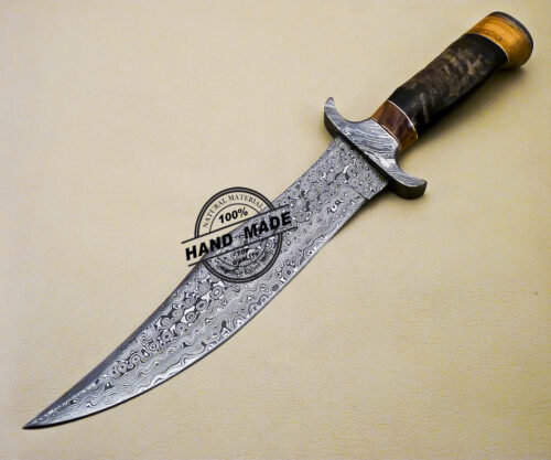 New Damascus Bowie Knife Custom Handmade Damascus Steel Hunting Knife 3129 - Image 3