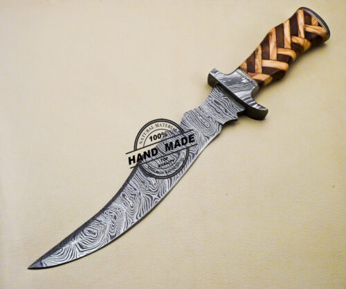 Damascus Bowie Knife Custom Handmade Damascus Steel Hunting Knife 3132 - Image 3