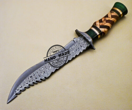 Damascus Bowie Knife Custom Handmade Damascus Steel Fixed Blade Knife 3127 - Image 4