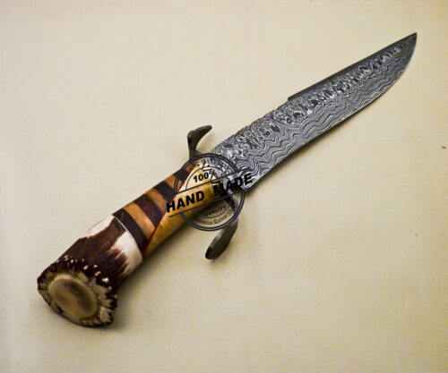 Damascus Bowie Knife Custom Handmade Damascus Steel Hunting Knife 3131 - Image 4