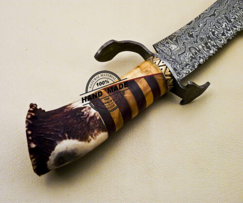 Damascus Bowie Knife Custom Handmade Damascus Steel Hunting Knife 3131 - Image 6