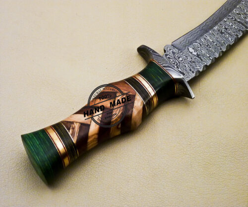 Damascus Bowie Knife Custom Handmade Damascus Steel Fixed Blade Knife 3127 - Image 7