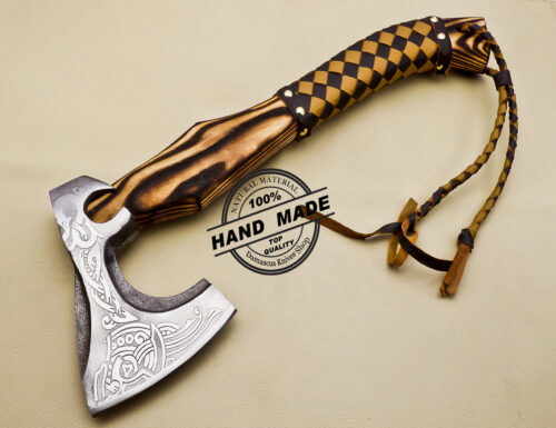 Custom Forged Carbon Steel Viking Axe with Beautiful Wood Handle, Viking Bearded Camping Axe, - Image 3