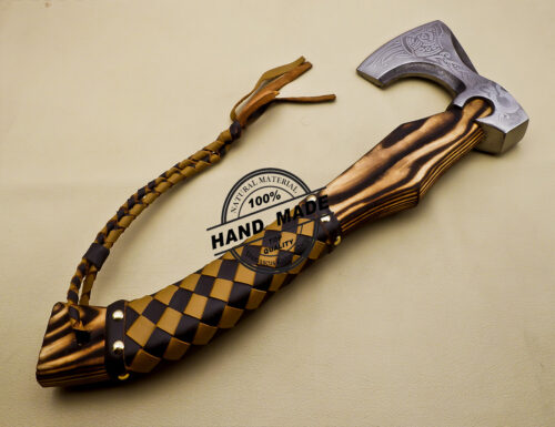 Custom Forged Carbon Steel Viking Axe with Beautiful Wood Handle, Viking Bearded Camping Axe, - Image 4