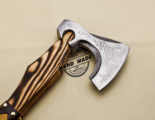 Custom Forged Carbon Steel Viking Axe with Beautiful Wood Handle, Viking Bearded Camping Axe, - Image 6