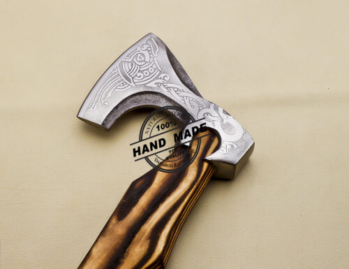 Custom Forged Carbon Steel Viking Axe with Beautiful Wood Handle, Viking Bearded Camping Axe, - Image 7