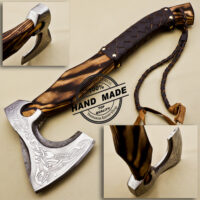 HandMade Forged Viking Axe Etched on the Carbon Steel Head Forged Handmade IT320 