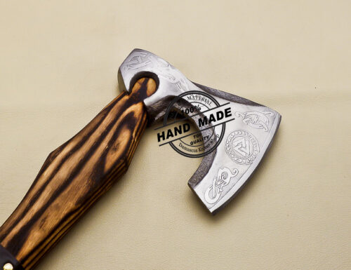 Valknut Axe Forged Carbon Steel Viking Axe with Ash Wood Shaft, Viking Bearded Camping Axe 3140 - Image 5