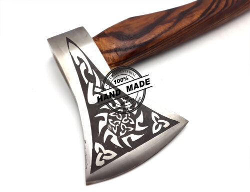 Custom Forged Carbon Steel Viking Axe with Beautiful Rose Wood Handle - Image 3