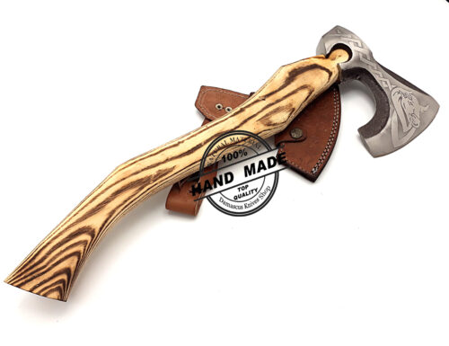 Custom Gift Forged Carbon Steel Viking Axe, With Ash Wood Shaft, Viking Bearded Camping Axe 3142 - Image 6