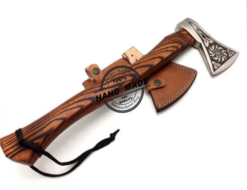 Custom Forged Carbon Steel Viking Axe with Beautiful Rose Wood Handle - Image 5