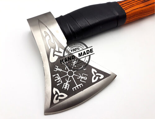 Viking Axe Custom Hand Forged Carbon Steel Viking Axe with Beautiful Leather 3146 - Image 5