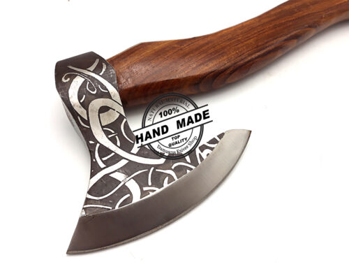 Smith Custom Forged Carbon Steel Viking Axe Throwing Rose Wood Shaft, Viking Bearded Camping Axe 3147 - Image 5