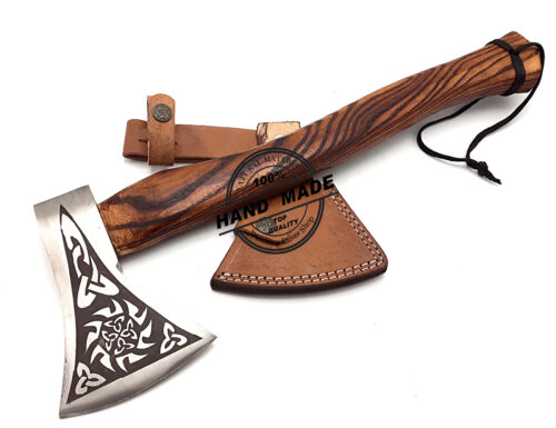 Custom Forged Carbon Steel Viking Axe with Beautiful Rose Wood Handle - Image 6
