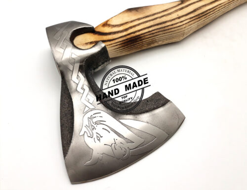 Custom Gift Forged Carbon Steel Viking Axe, With Ash Wood Shaft, Viking Bearded Camping Axe 3142 - Image 8