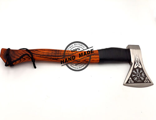 Viking Axe Custom Hand Forged Carbon Steel Viking Axe with Beautiful Leather 3146 - Image 7