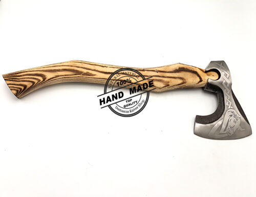 Custom Gift Forged Carbon Steel Viking Axe, With Ash Wood Shaft, Viking Bearded Camping Axe 3142 - Image 3
