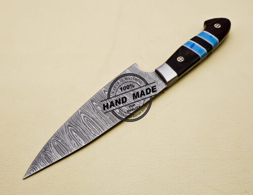 Handmade Damascus Steel Kitchen Chef Knife With Wangi Wood Handle - Image 5