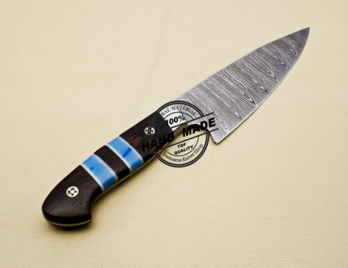 Handmade Damascus Steel Kitchen Chef Knife With Wangi Wood Handle - Image 6