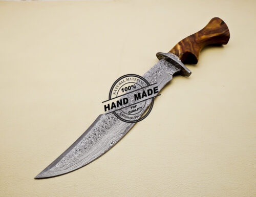 Damascus Bowie Knife Custom Handmade Damascus Steel Hunting Knife 3158 - Image 3