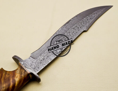 Damascus Bowie Knife Custom Handmade Damascus Steel Hunting Knife 3158 - Image 6