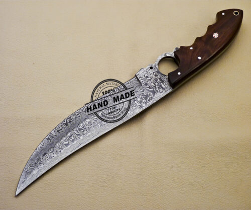 Finger Damascus Bowie Knife Custom Handmade Damascus Steel Knife 3159 - Image 4