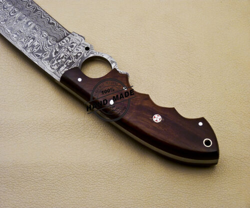 Finger Damascus Bowie Knife Custom Handmade Damascus Steel Knife 3159 - Image 7