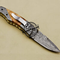 Damascus Pocket Knife, Damascus Folding Knife MAQ1629 -  Norway