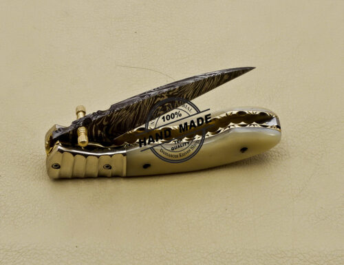 Damascus Folding Knife Custom Handmade Damascus Steel Pocket Knife 3163 - Image 7