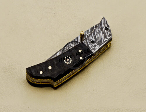 Damascus Folding Knife Custom Handmade Damascus Steel Pocket Knife 3161 - Image 8