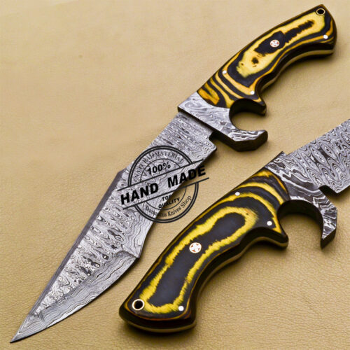 Damascus Bowie Knife Custom Handmade Damascus Steel Hunting Knife 3184 - Image 2