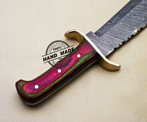 Professional Damascus Bowie Knife Custom Handmade Damascus Steel Knife 3174 - Image 6