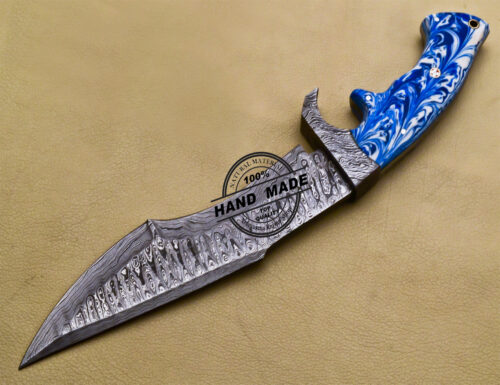 Damascus Bowie Knife Custom Handmade Damascus Steel Hunting Knife 3184 - Image 6