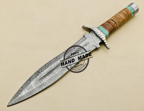 Damascus Dagger Knife Fixed Blade Handmade Damascus Steel Hunting Knife 3167 - Image 3