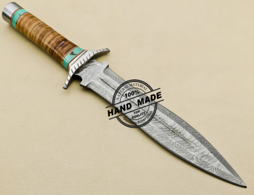 Damascus Dagger Knife Fixed Blade Handmade Damascus Steel Hunting Knife 3167 - Image 4