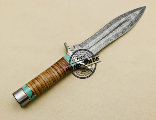 Damascus Dagger Knife Fixed Blade Handmade Damascus Steel Hunting Knife 3167 - Image 5