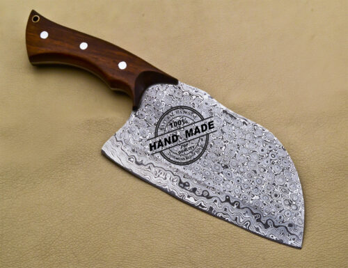 Serbian Damascus Knife Handmade Damascus Cleaver Chopper Knife 3186 - Image 4