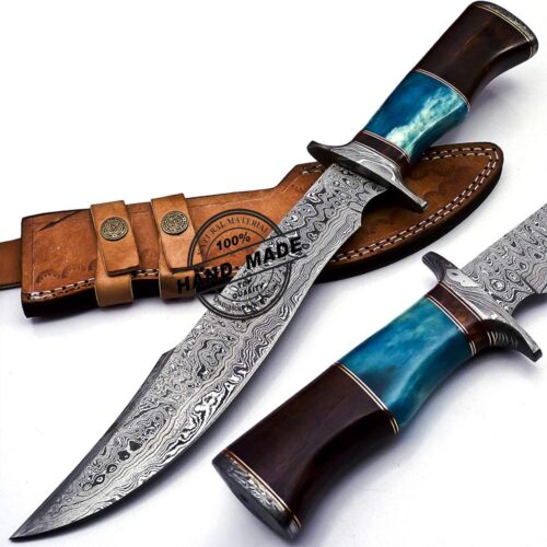 Damascus Bowie Knife Custom Handmade Damascus Steel Knife 845 - Image 7