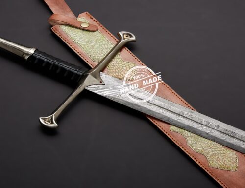 Damascus Anduril Sword Custom Handmade Damascus Steel Sword 3801 - Image 3