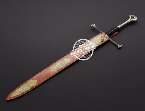 Damascus Anduril Sword Custom Handmade Damascus Steel Sword 3801 - Image 4