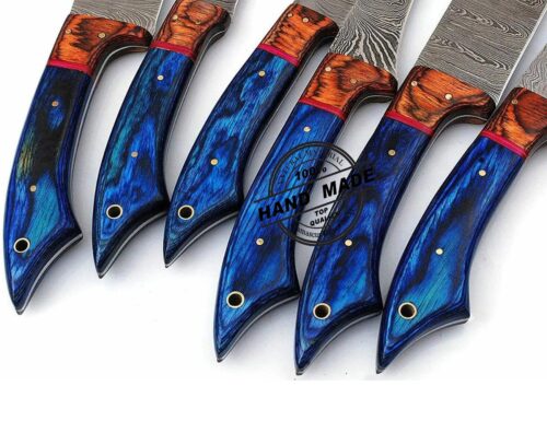 Damascus Kitchen Set Custom Handmade Damascus Steel Knives 3195 - Image 4
