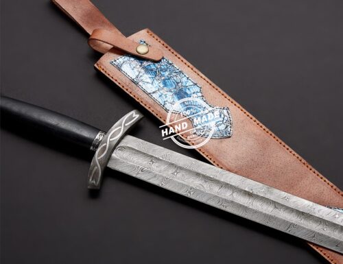 Damascus Viking Sword Fixed Blade Handmade Damascus Steel Sword 3802 - Image 3