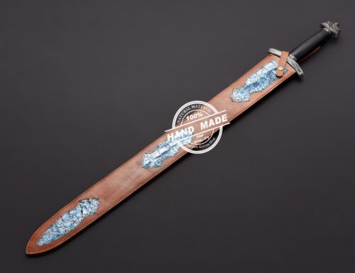 Damascus Viking Sword Fixed Blade Handmade Damascus Steel Sword 3802 - Image 4