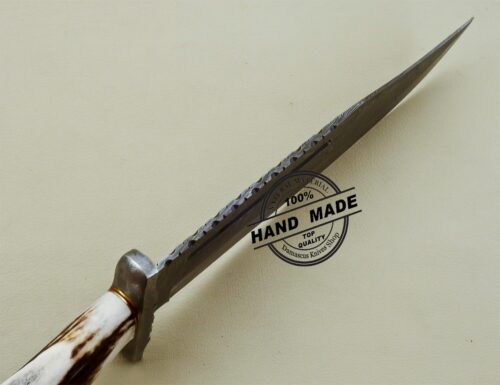 Damascus Rambo Bowie Knife Custom Handmade Damascus Steel Knife 3201 - Image 6