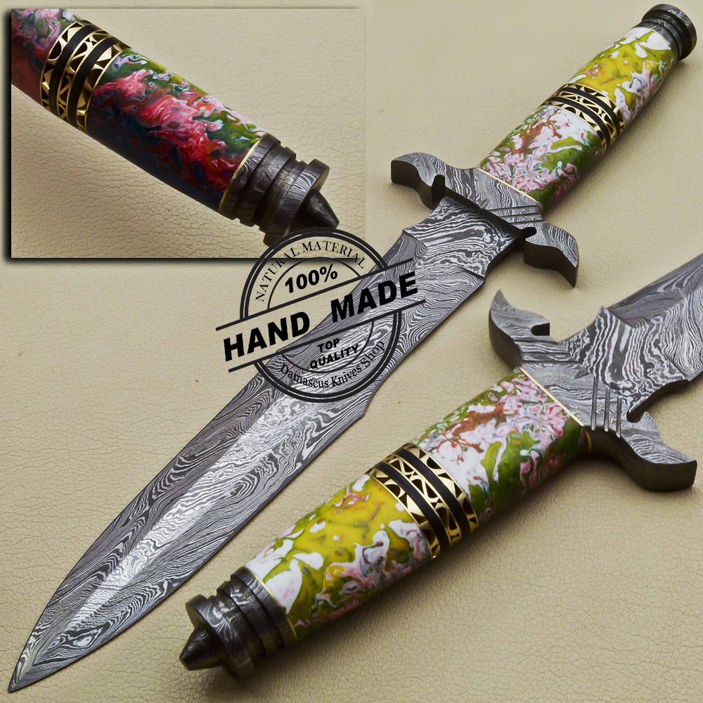 Damascus Dagger Knife Custom Handmade Damascus Steel Knife